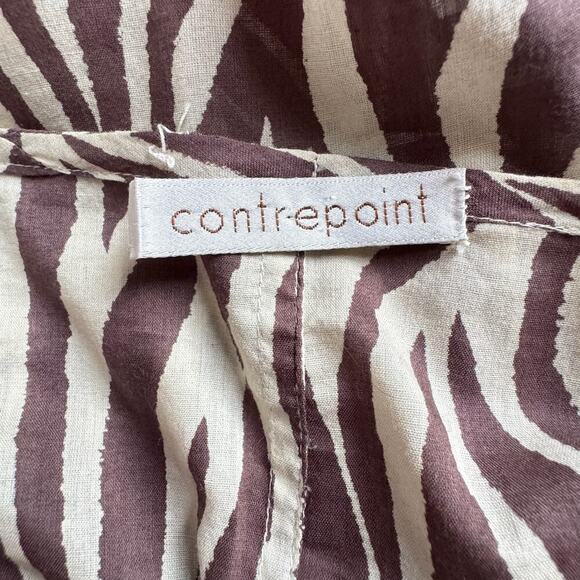 CONTREPOINT 2010s Brown/White Zebra Ruched Bell-Sleeve Maxi Dress - Picture 8 of 8